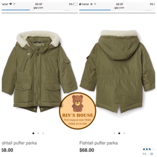 Áo khoác parka gap 0-24m