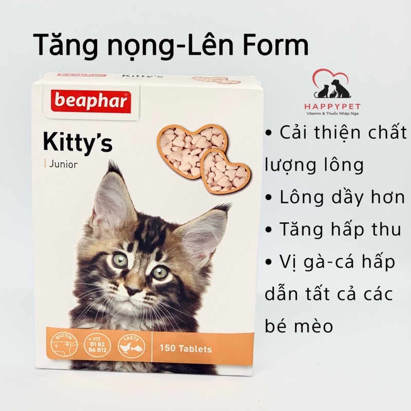 Viên tăng nọng cho mèo con Beaphar Kitty's hộp 150 viên nhập Nga