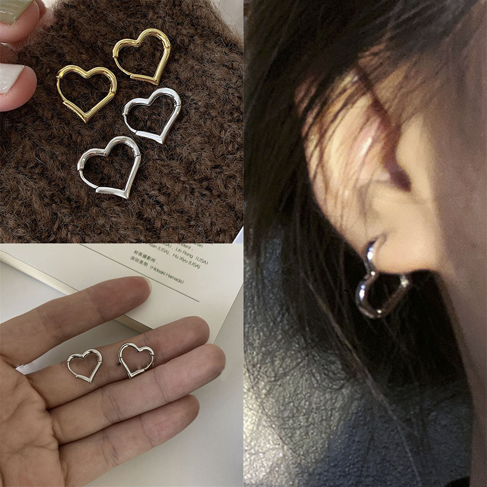 Bông Tai Hình Trái Tim Thiết Kế Đơn Giản Thanh Lịch