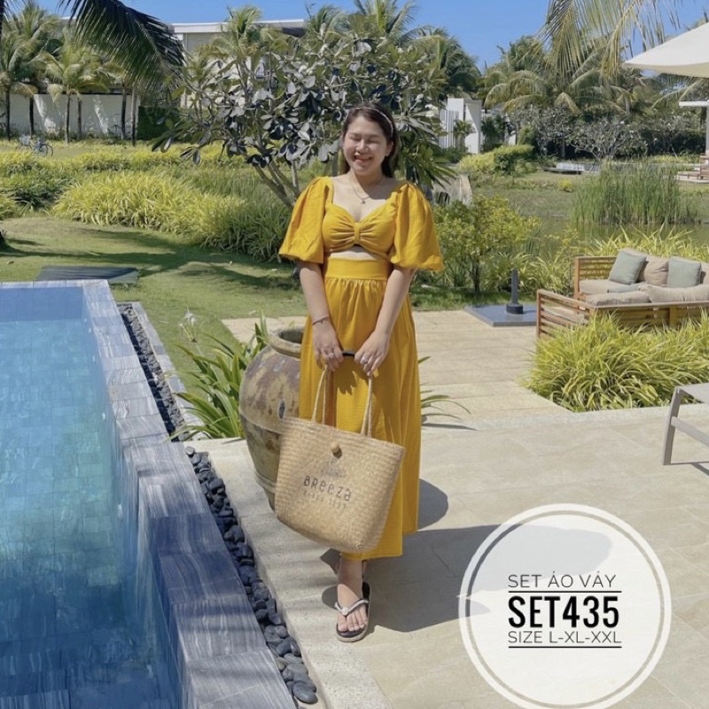 BIGSIZE Set áo váy xẻ tà 55-95kg