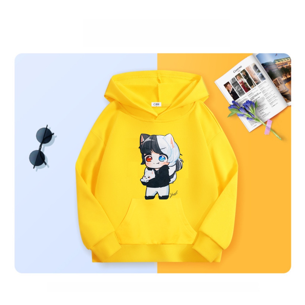 Áo hoodie hero team màu vàng nỉ bông cực đẹp cho bé trai bé gái nhiều mẫu sammy simmy phong cận