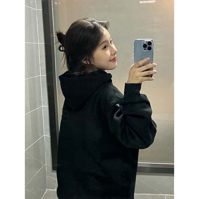 SELVZE Áo khoác hoodie vải cotton in họa tiết retro Mỹ thời trang chất lượng cao cho nữ