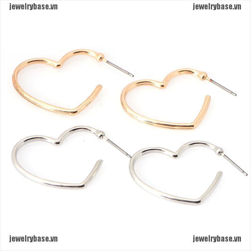 [Base] Heart Circle Loop Hoop Earrings Ear Studs Earrings Women Party Ear Drop Earrings [VN]