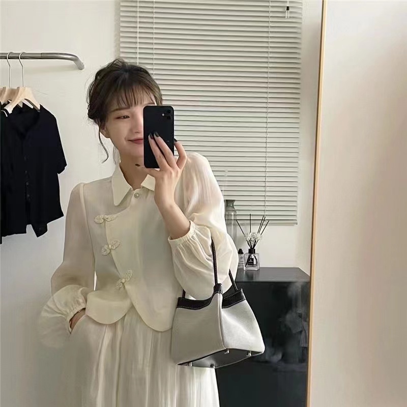 Áo Sơ Mi Tay Dài Có Cổ Thời Trang Hàn Quốc Dành Cho Nữ