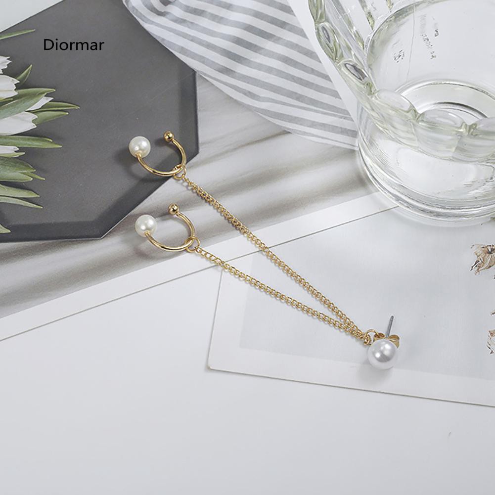 Khuyên đeo vành tai đính đá và ngọc trai giả thời trang thanh lịch dành cho nữ