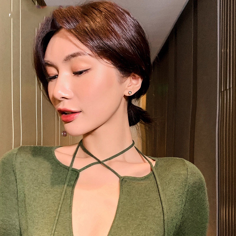 Bông Tai Số La Mã Đính Đá Bằng Thép Không Gỉ Chất Lượng Cao Cho Nữ