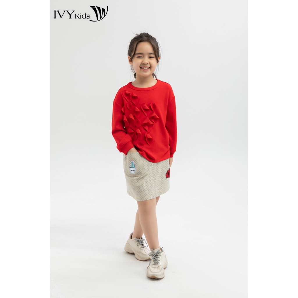 Áo thun đính hoa nổi bé gái IVY moda MS 58G1073