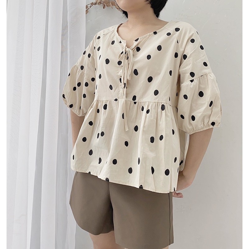 Áo babydoll chấm bi- Hàng quảng châu cao cấp