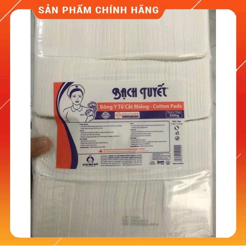 [Túi 0,5kg]  Bông Bạch Tuyết Cắt Sẵn Miếng 7*7Cm Dùng Lau Mặt, Tẩy Trang Trong Spa