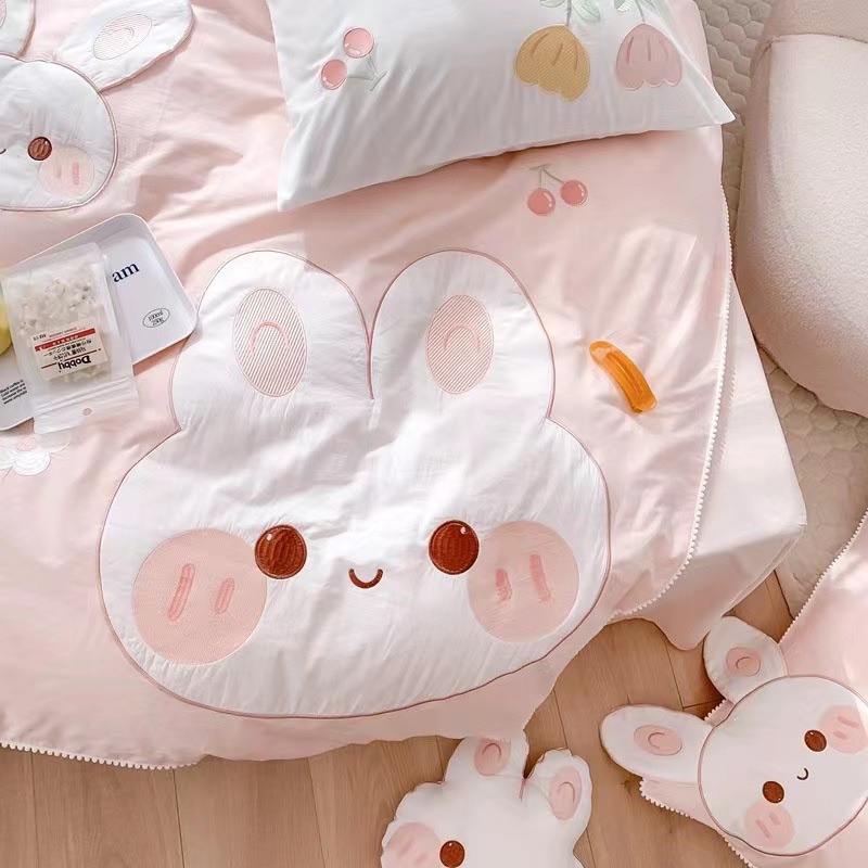 Bộ chăn ga gối Cotton Linen hữu cơ Thỏ Xinh 🐰