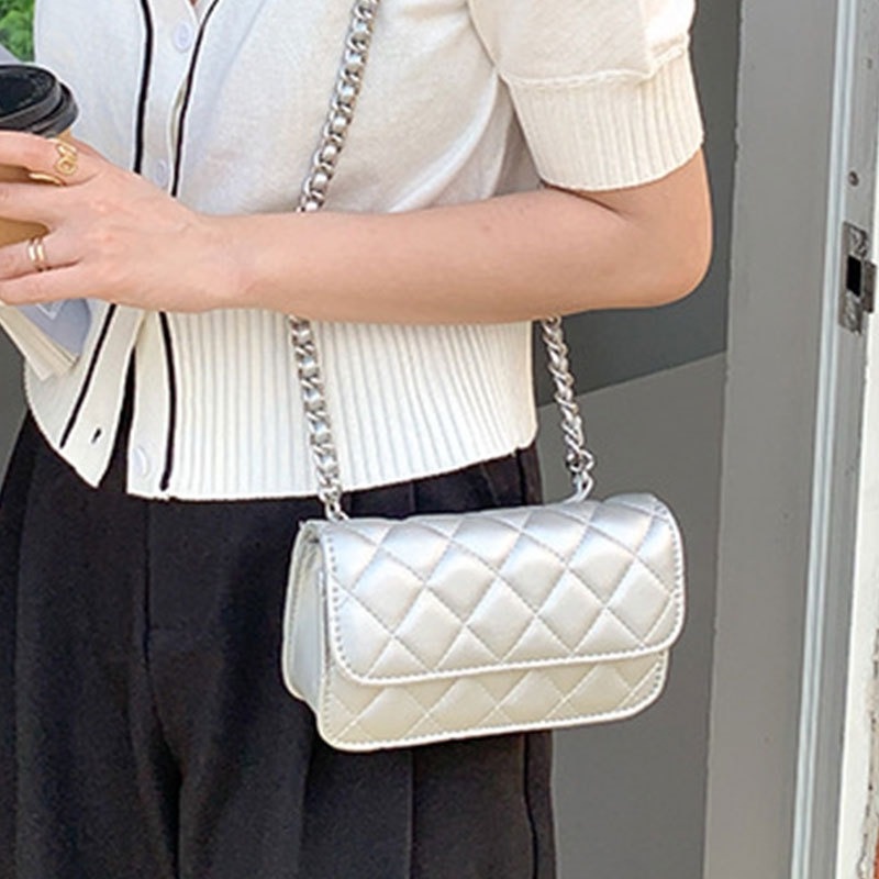 Túi Đeo Chéo Hình Vuông Nhỏ Màu Bạc 2022 Có Thể Điều Chỉnh Thời Trang Cho Nữ Gylb1375