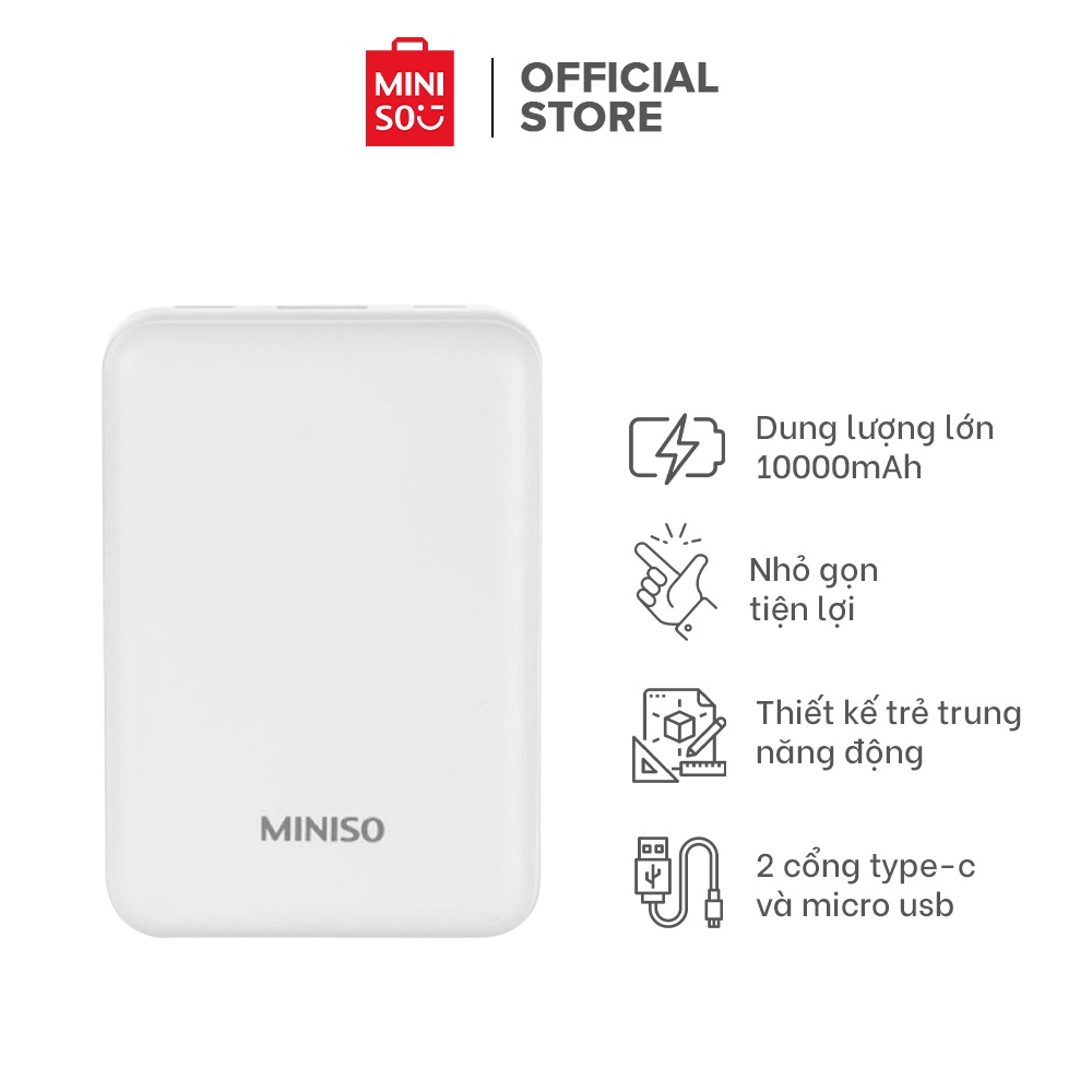 Sạc dự phòng nhỏ gọn Miniso chính hãng dung lượng 10000mAh (Nhiều màu)