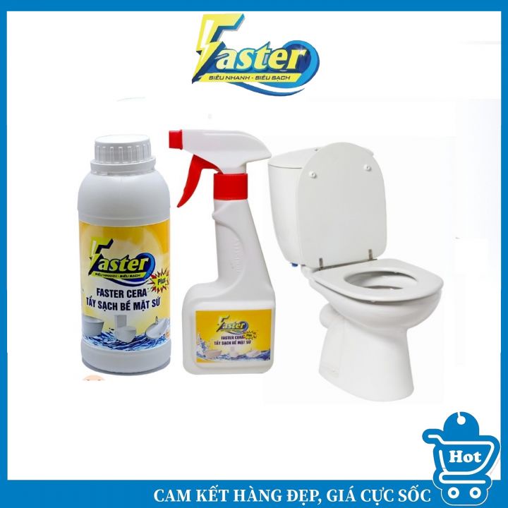 Nước Tẩy Trắng Bồn Sứ, Nhà Vệ Sinh Ố Vàng, Xỉn Màu Chai Lớn Faster Cera Plus 500ml & 350ml