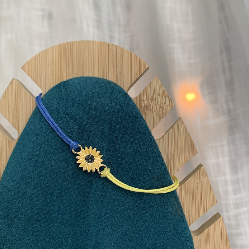 1 / 2 Vòng Tay Dây Bện Hình Hoa Hướng Dương Màu Vàng / Xanh Dương / Xanh Dương Tùy Chỉnh Thời Trang Cho Người Lớn Và Trẻ Em