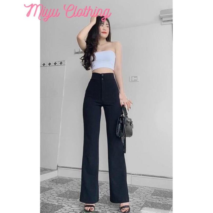 Quần ống loe Nữ cạp cao dáng dài quần legging nữ ôm ống loe nên from xinh tôn dáng chất liệu Vitex co giản MiyuClothing