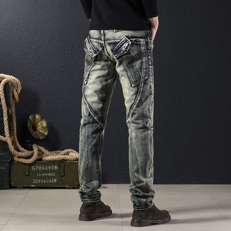 Quần Jeans Dài Lưng Vừa Phong Cách Đường Phố Nhật Bản Thời Trang Cho Nam