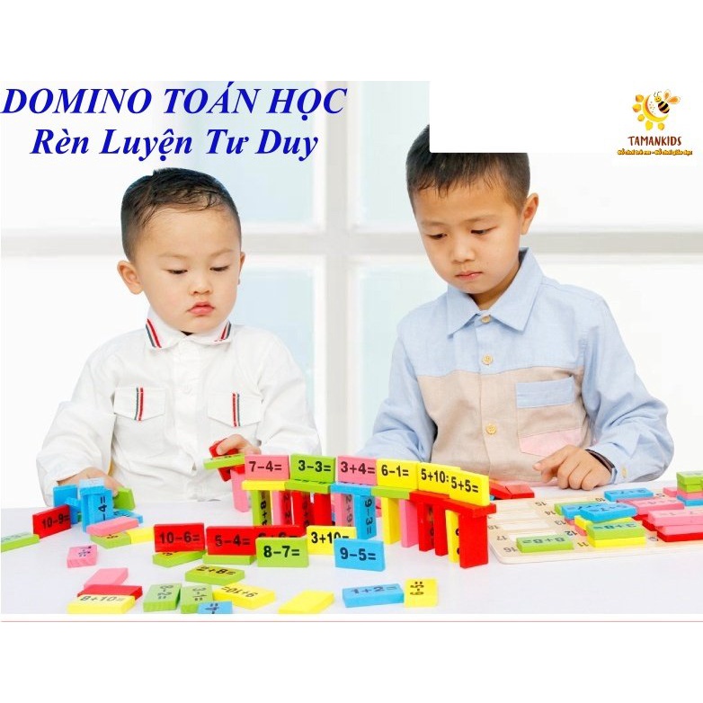 Đồ Chơi Domino Toán Học 110 Quân Chất Liệu Gỗ Cao Cấp Giúp Bé Phát Triển Trí Thông Minh Tặng Kèm Que Tính
