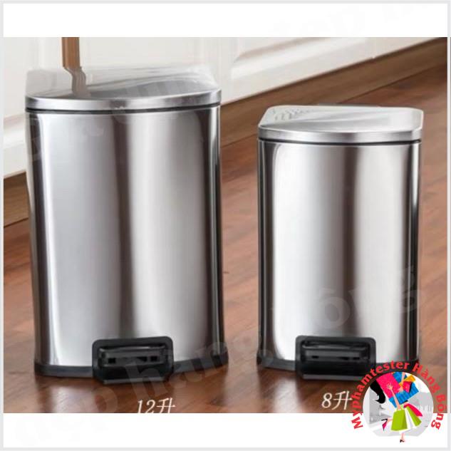 Thùng rác vuông inox phong cách hiện đại sang trọng mẫu mới 2020 2 cỡ 8 lít và 10 lít