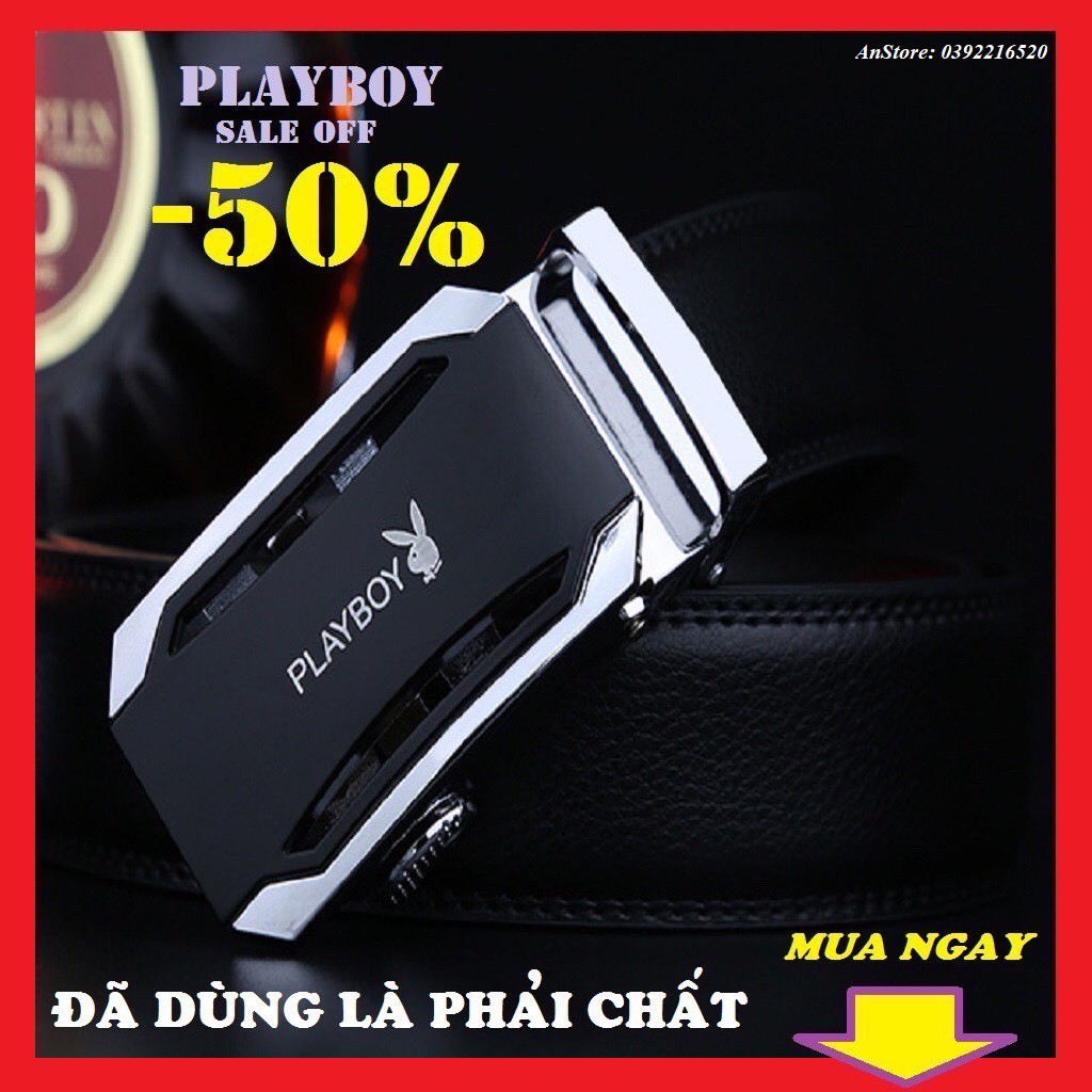 Thắt Lưng Nam Hàng Hiệu Chính Hãng Playboy Khóa Cài Tự Động Dây Nịt Da Bò 100% Phối Quần Âu Quần Tây Trẻ Trung Nam Tính