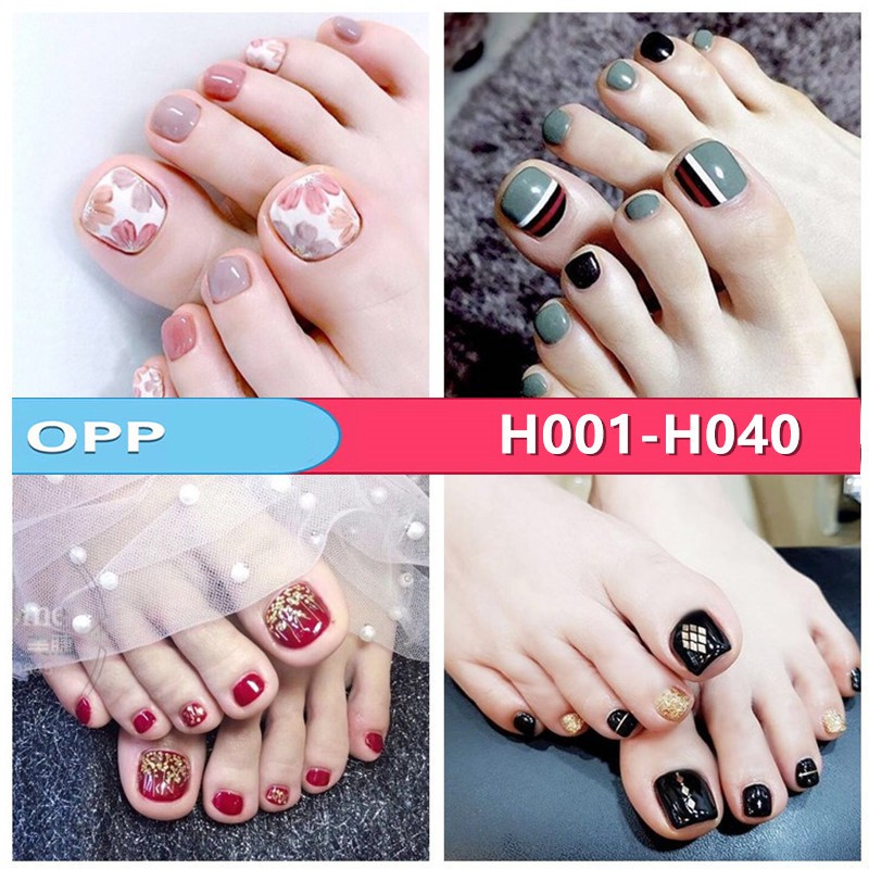 Set nail sticker 22 miếng dán móng chân trang trí 3D H001 - H020 xinh xắn chống thấm nước