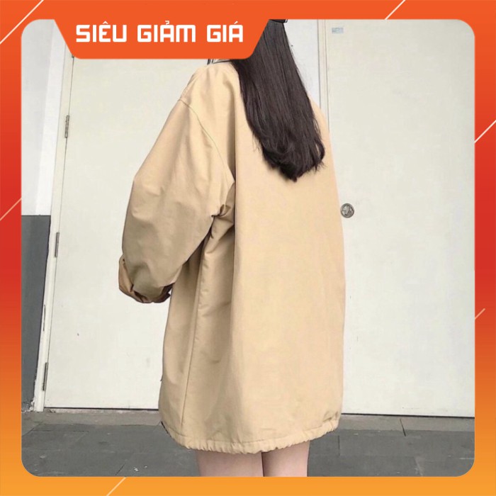 ÁO KHOÁC KAKI 2 TÚI VUÔNG BOX DÂY RÚT - ÁO SƠ MI KHOÁC CÚC BẤM MÀU BE ULZZANG [ Cực chất ]