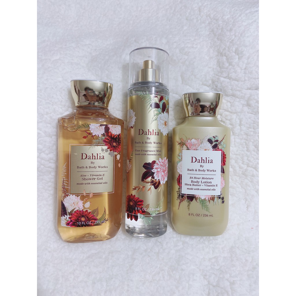 Dahlia BBW sữa tắm gel lotion dưỡng thể nước hoa xịt thơm toàn thân mist Bath & Body Works 236ml Chu