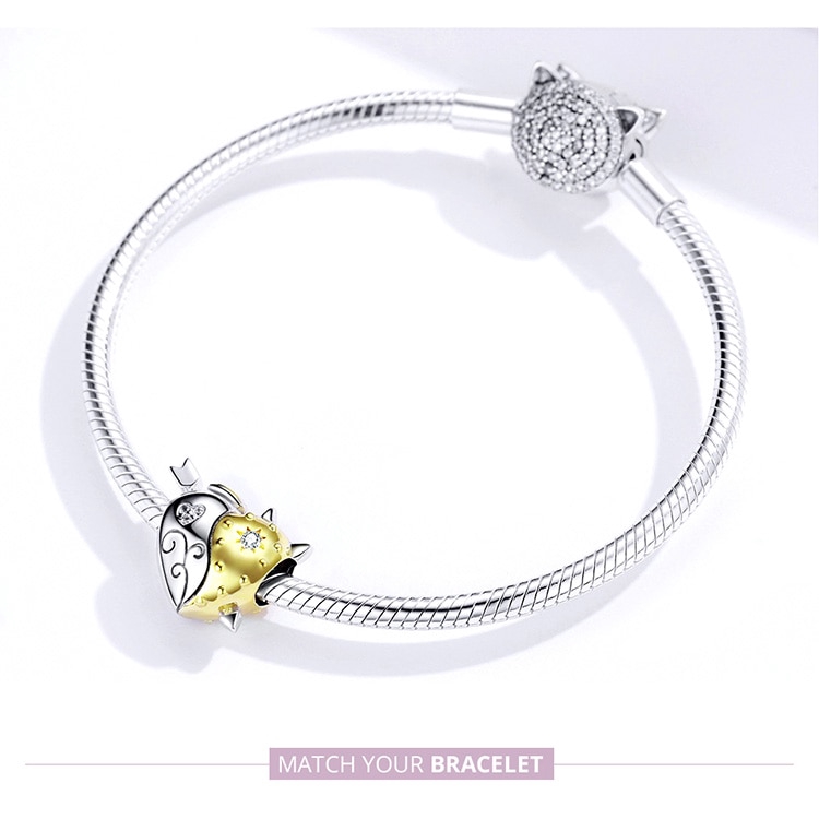 Charm Bamoer bsc107 bạc 925 hình trái tim thiên thần và ác quỷ trang trí vòng tay cho nữ