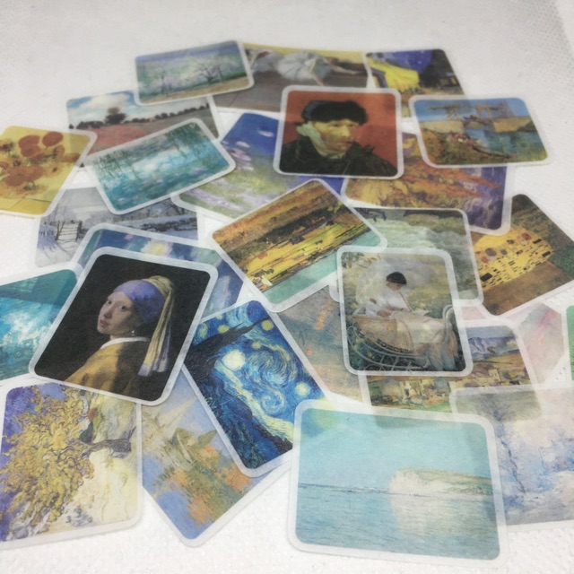 Sticker tranh ảnh giấy mờ dán trang trí scrapbook, planner,... size 3cm