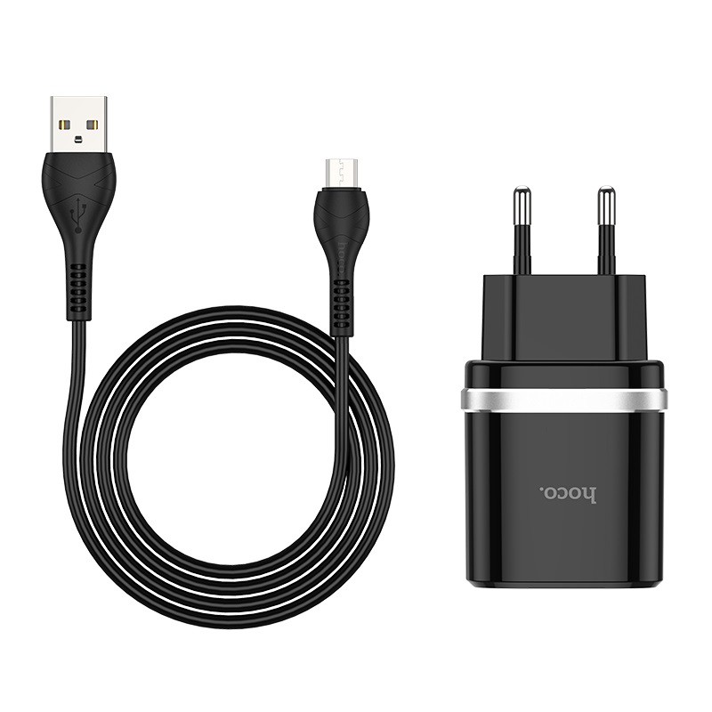 Combo cốc sạc nhanh và cáp sạc cổng microUSB Hoco C12Q hỗ trợ QC3.0 3A 18W - Hãng phân phối