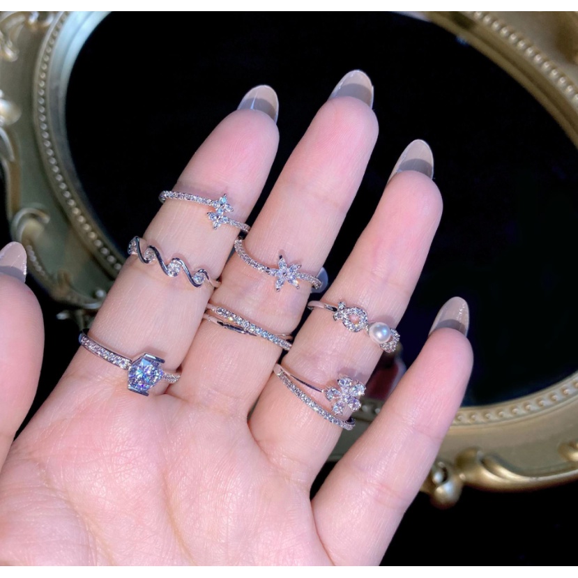 Nhẫn nữ nhẫn hở mạ vàng 18k đính đá thời trang hàn quốc siêu cá tính