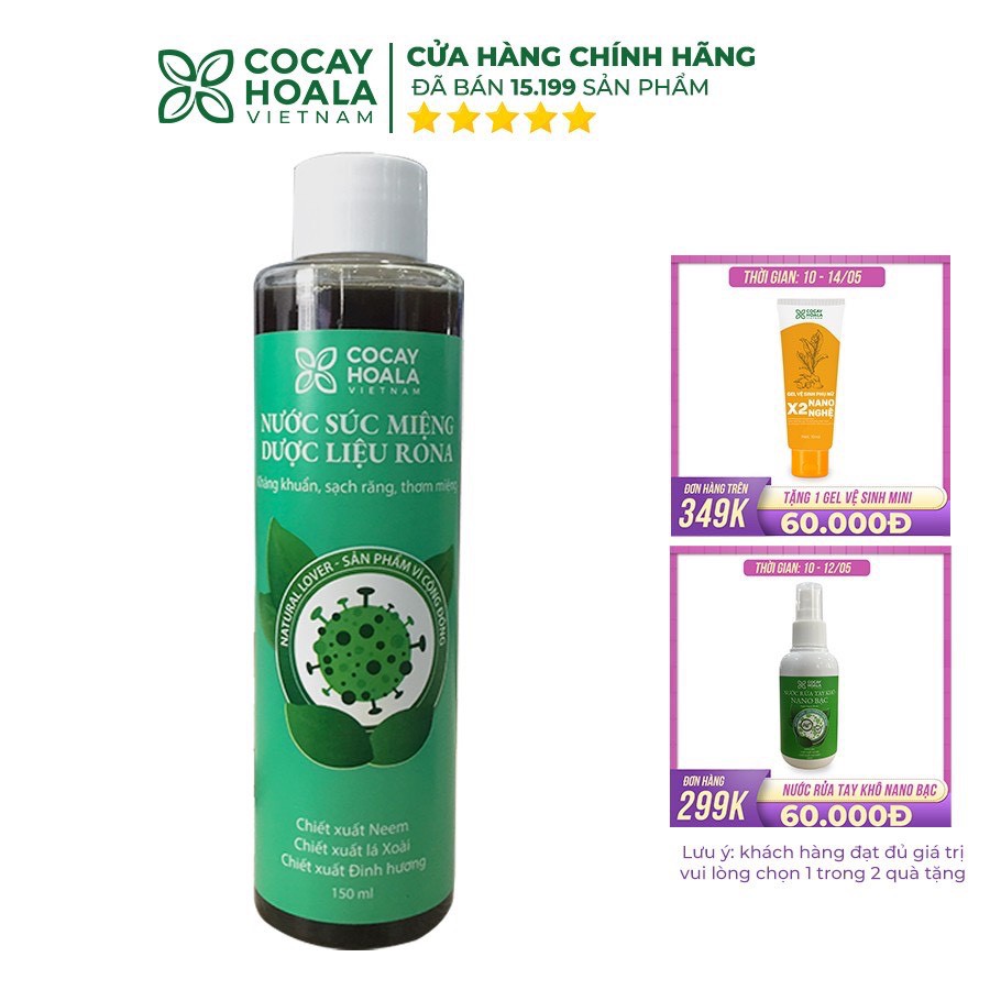 [Mua 5 tặng 1]Nước súc miệng dược liệu CoCayHoaLa - Khỏi lo Chảy máu chân răng, viêm lợi, hôi miệng, chai 150ml