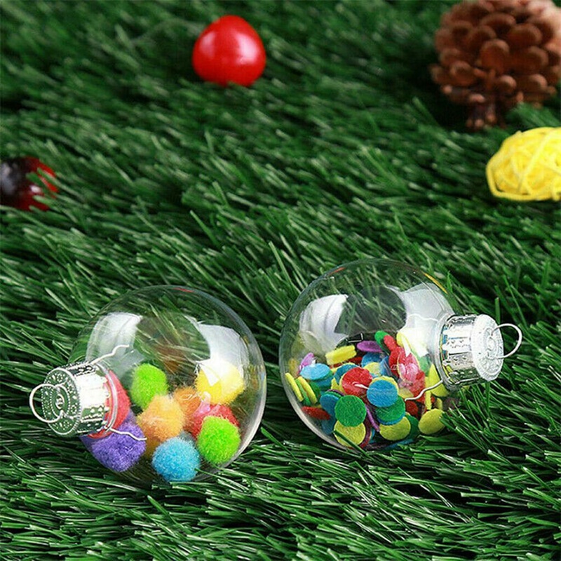 Set 20 Quả Châu Nhựa Trong Suốt 8cm Trang Trí Cây Thông Noel