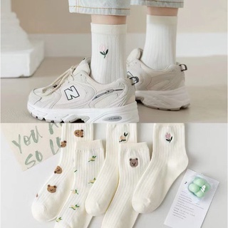 Set 5 đôi tất vớ nữ cao cổ mix gấu hoa siêu hot