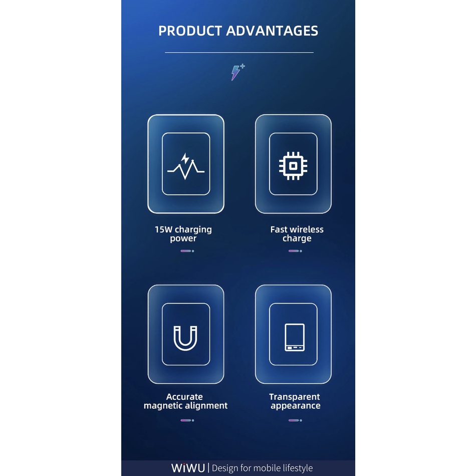 Sạc Wiwu M14 Magnetic Wireless 15W dành cho Smart Phone Hỗ trợ bộ sạc không dây 15W - Hàng chính hãng