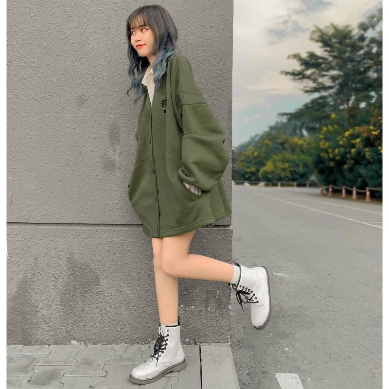 Ảnh thật Áo Khoác Nỉ Bông CARDIGAN CUBE Form Rộng Ulzzang thời trang teen hè kèm video