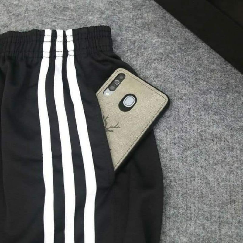 Quần Short Thể Thao Nam Nam Tập Gym, Đá Banh, Quần Thun Lửng Thể Thao Dày Dặn, Co Giãn Tốt 3 sọc Freesize từ 48-80kg