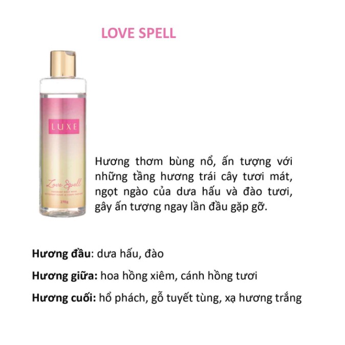 [Chính Hãng] Sữa tắm nước hoa Luxe - Hương LOVE SPELL - DAMODE