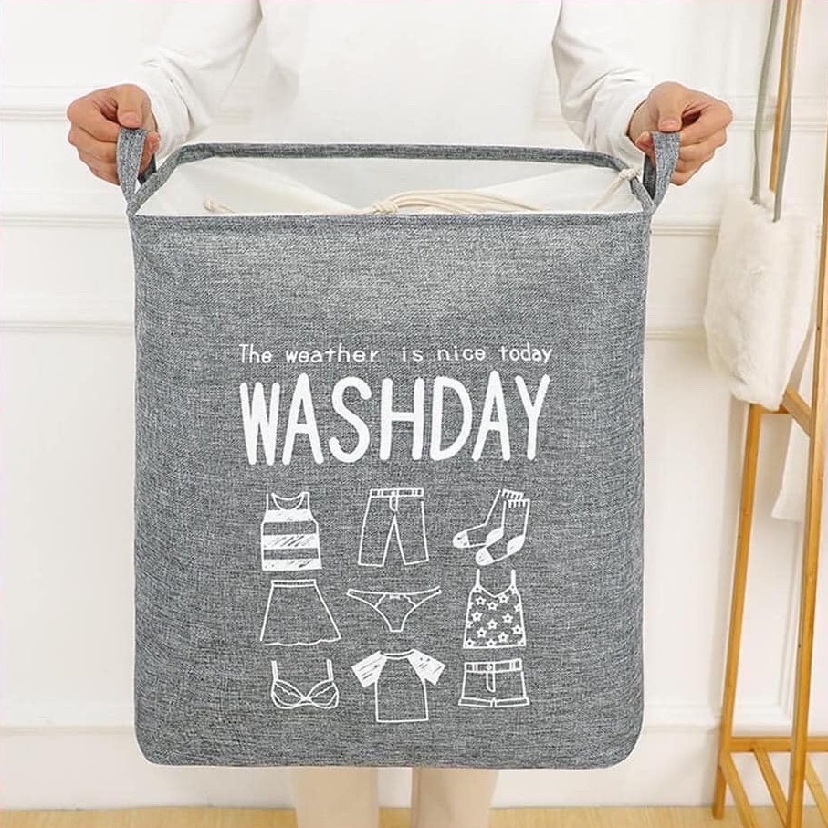 Túi Đựng Chăn Màn Quần Áo Bằng Vải WASHDAY 75L Đựng Chăn Màn Quần Áo Dáng Vuông Có Thể Gấp Gọn Tiện Lợi 88307