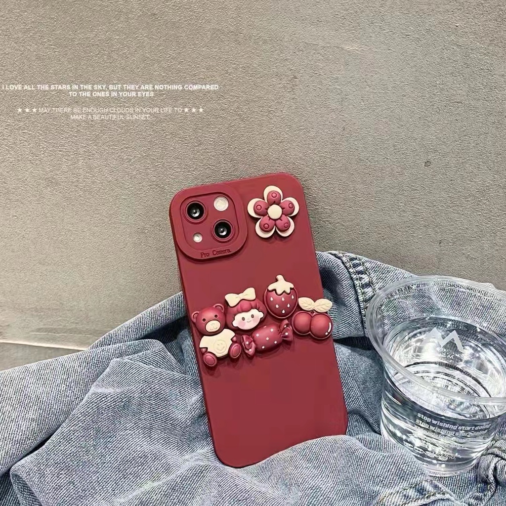 Ốp điện thoại mềm mẫu gấu và bé gái dễ thương thích hợp cho iphone 13 promax X XS XR 11 pro max 12 12 pro 12 pro max