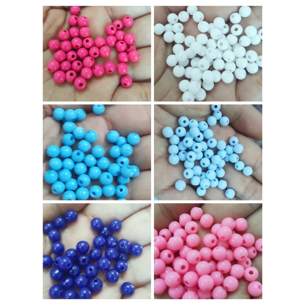 10gam hạt nhựa tròn size 6mm nhiều màu