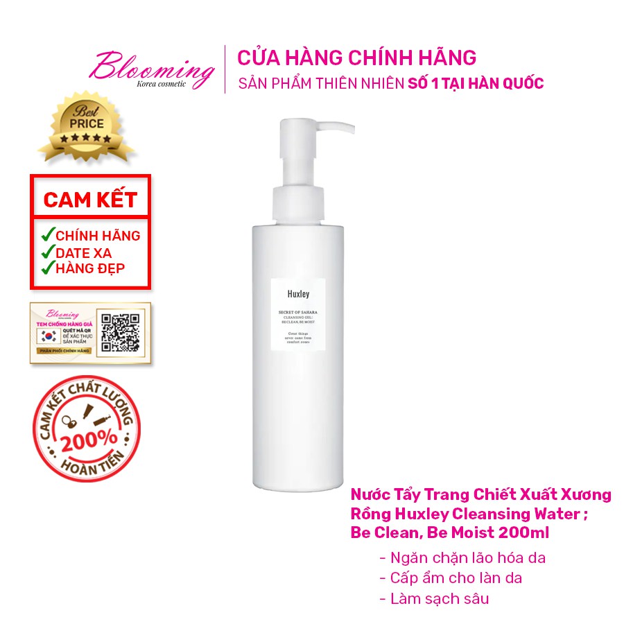 Gel Rửa Mặt Chiết Xuất Xương Rồng Huxley Cleansing Gel Be Clean Be Moist 200ml