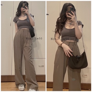 Quần xuông nâu + áo cổ u cho b m5-m6