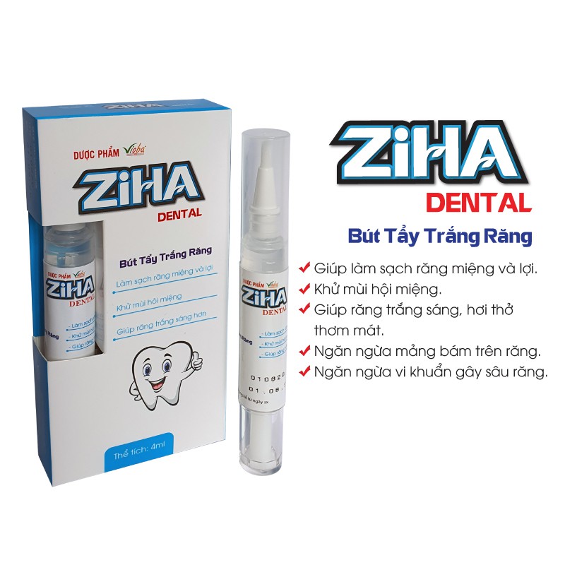 Combo 2 But tẩy trắng răng Ziha Vioba tuýp/4ml.