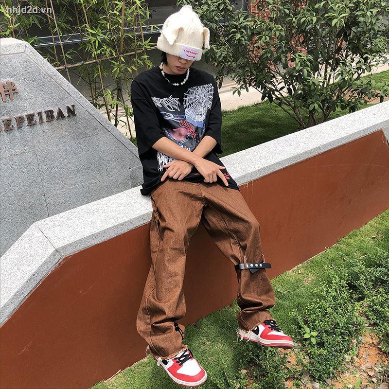 Quần jean dài ống rộng thêu nổi phong cách Hip Hop đường phố thời trang sành điệu cho nam và nữ