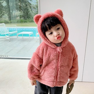 ÁO KHOÁC LÔNG KÈM MŨ TAI GẤU CHO BÉ