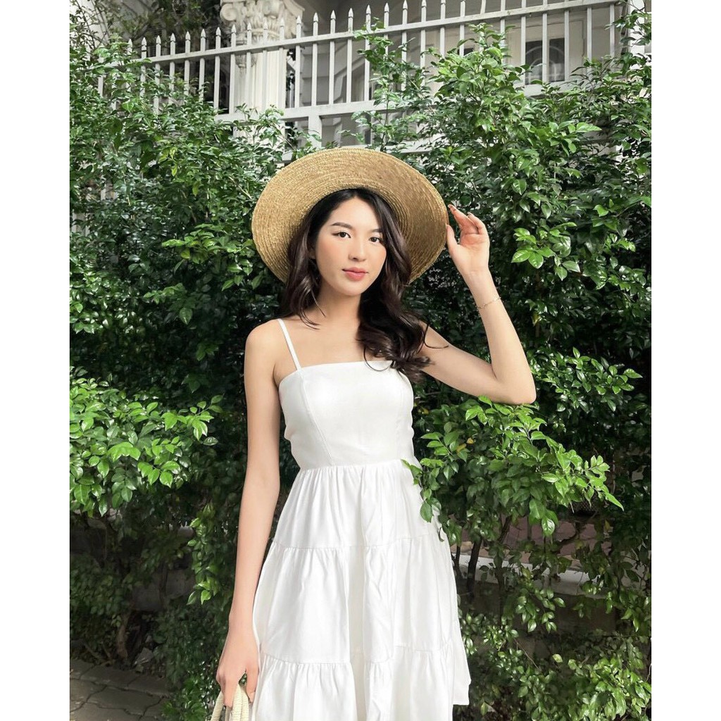 Đầm 2d trắng đan lưng H3290 (+hình thật)