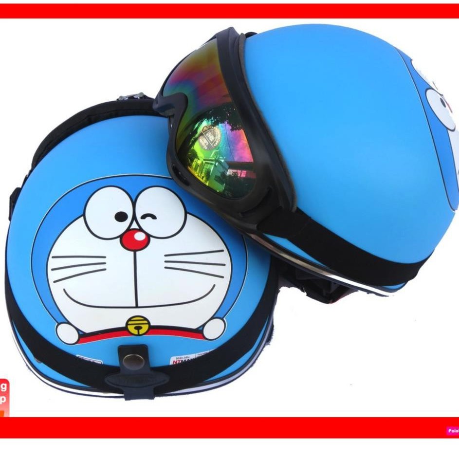 Mũ bảo hiểm 1/2 Doraemon Xanh đậm/ Doremon xanh + Kính uv 400 / uv400