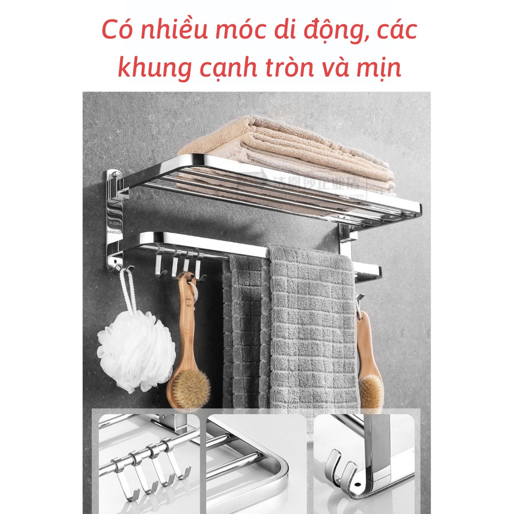 Giá treo khăn nhà tắm inox không gỉ, kệ để đồ dùng nhà tắm đa năng KENSHIN SHOP