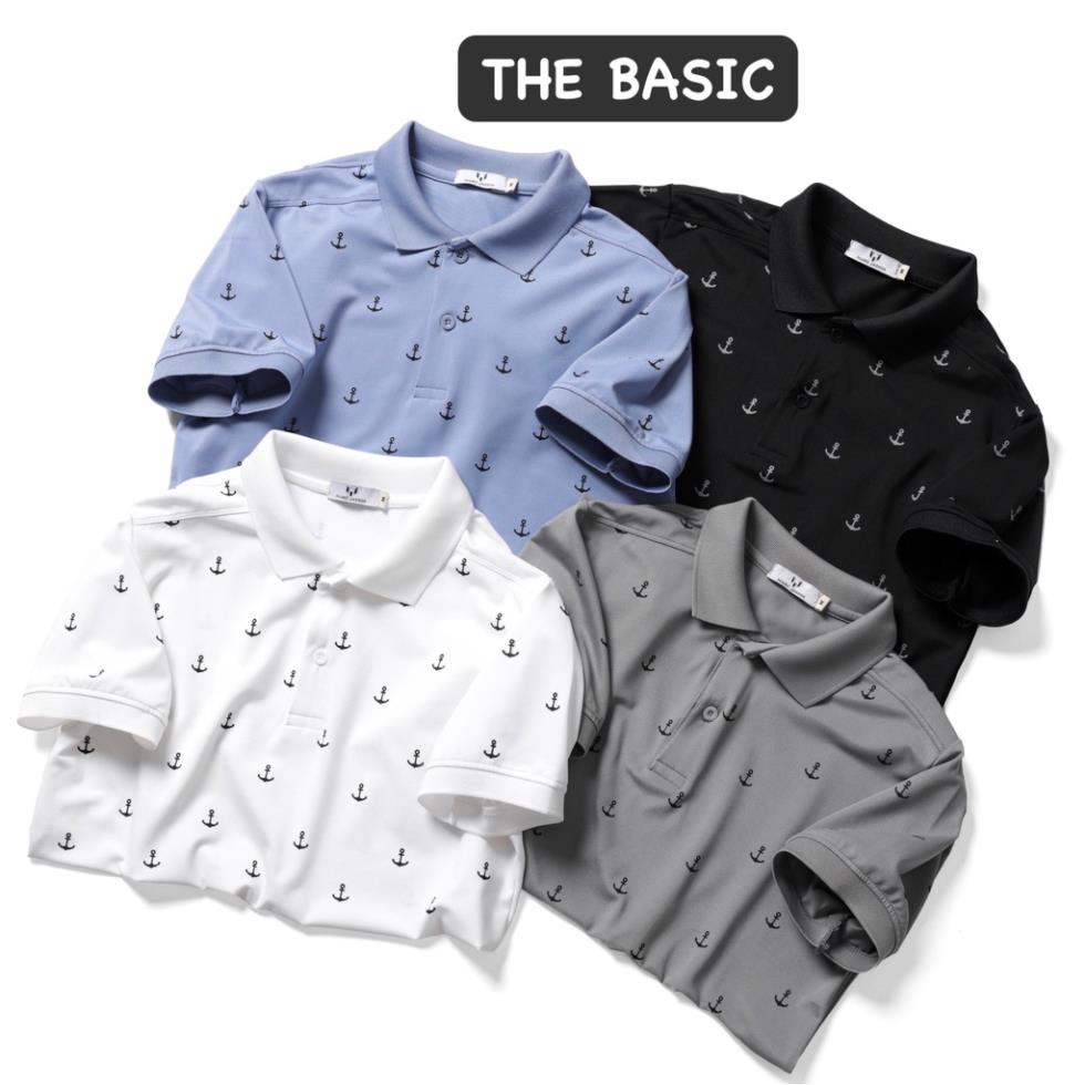 Áo polo nam hoạ tiết mỏ neo big size 3xl 90kg thoải mái, áo phông áo thun nam cotton cao cấp !