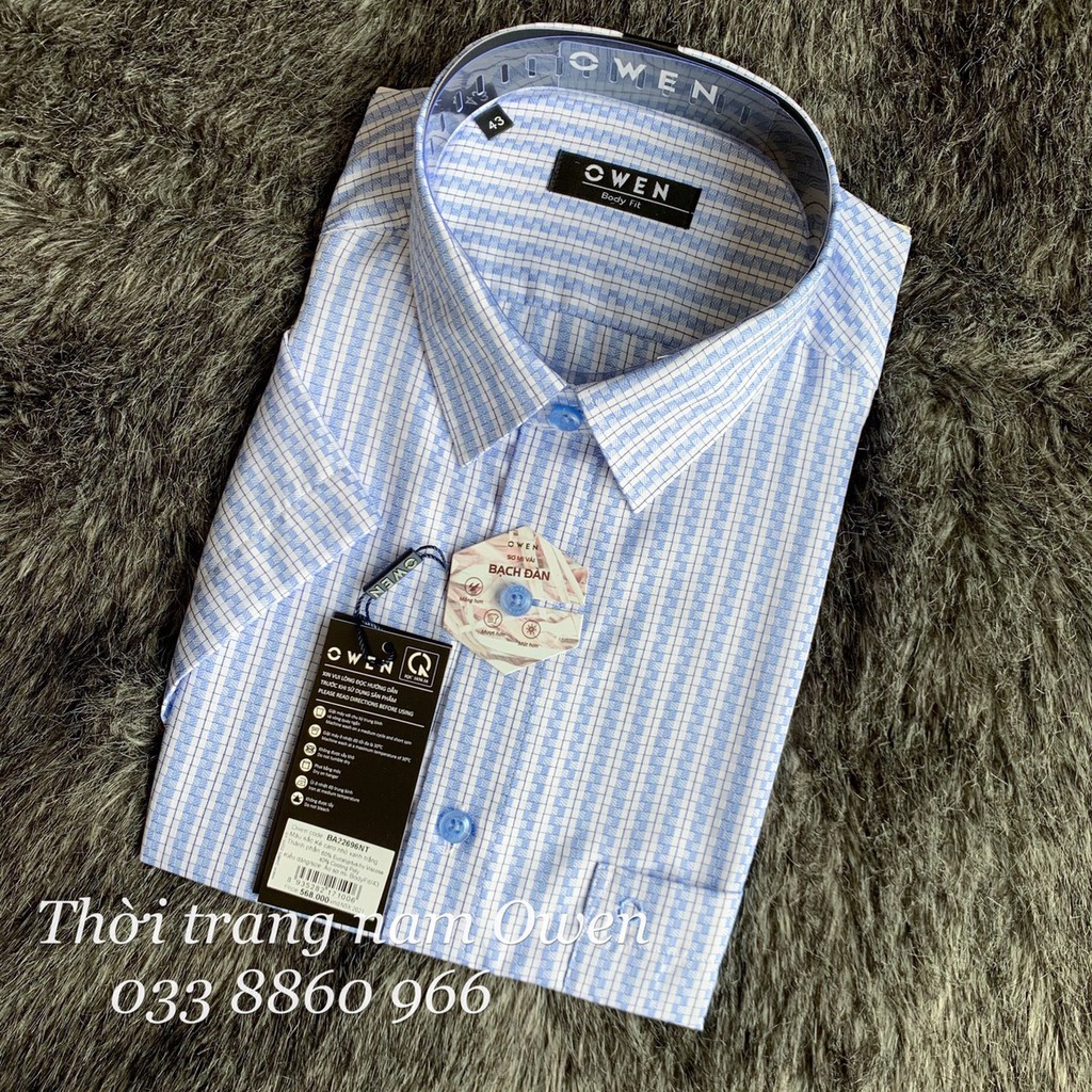 OWEN - Áo sơ mi ngắn tay Owen vải sợi bạch đàn 22696 - Áo sơ mi nam cộc tay | BigBuy360 - bigbuy360.vn